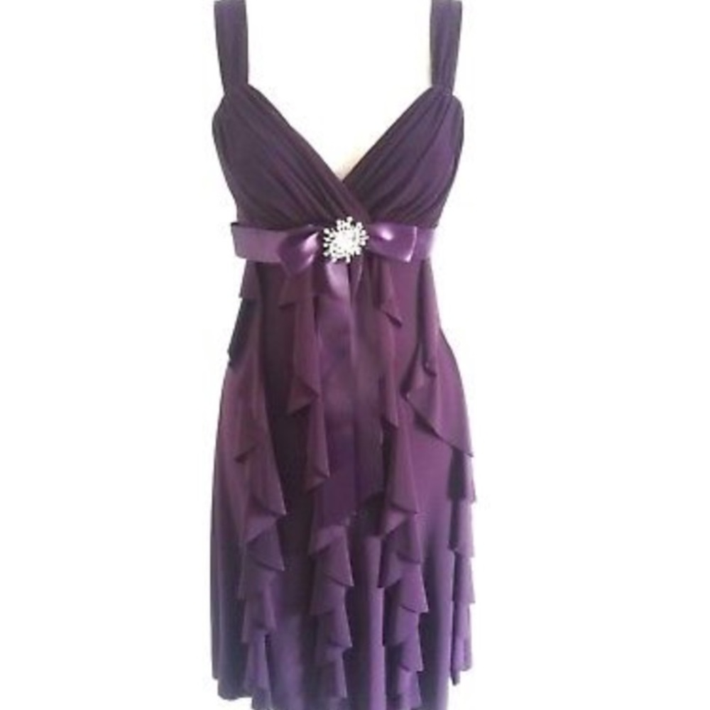 Cache purple ruffled dress, size 6